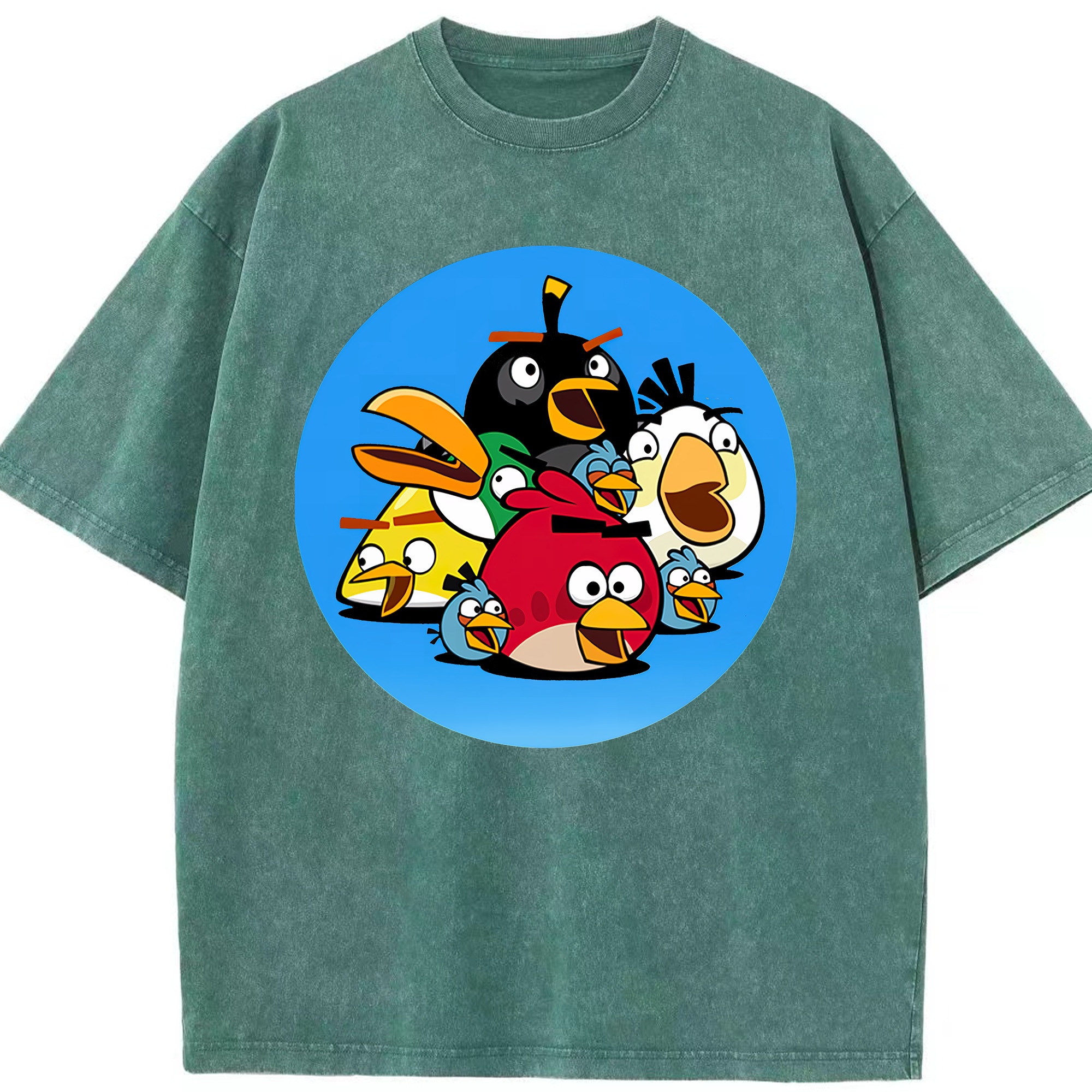 （画像用） Angry Birds アングリーバード 綿100% ヴィンテージ風 半袖Tシャツ（フロントプリント）
